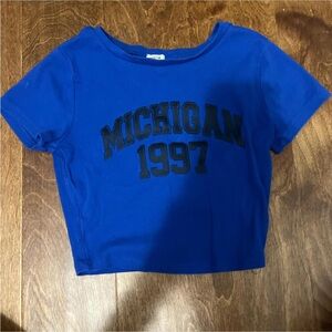 Garage Royal Blue Crop Tee with Michigan 1997 Print